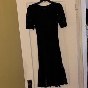 Rachel Zoe Black Knit Short-Sleeve Midi Dress